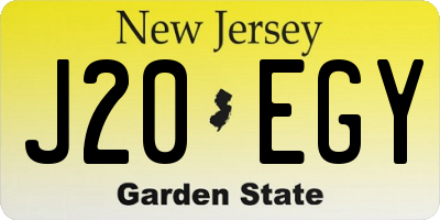 NJ license plate J20EGY