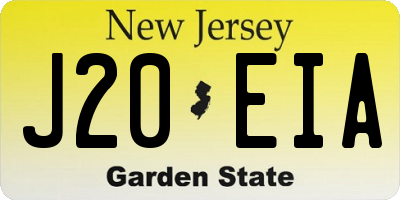 NJ license plate J20EIA