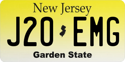 NJ license plate J20EMG