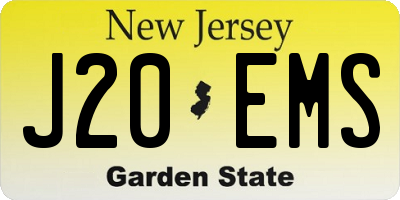 NJ license plate J20EMS