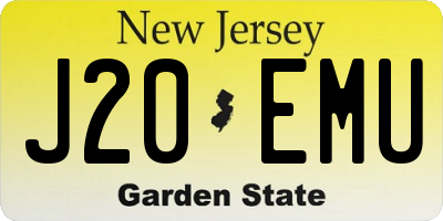 NJ license plate J20EMU