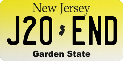 NJ license plate J20END