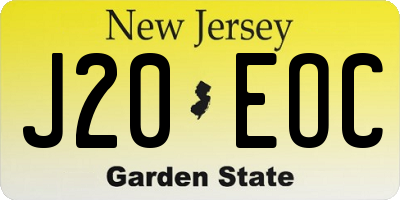 NJ license plate J20EOC
