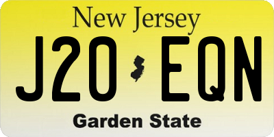 NJ license plate J20EQN