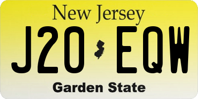 NJ license plate J20EQW