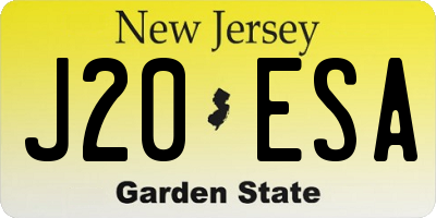 NJ license plate J20ESA