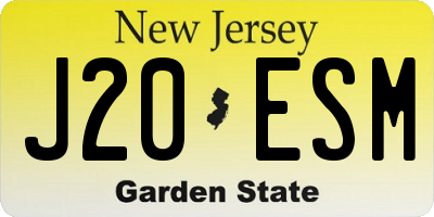 NJ license plate J20ESM