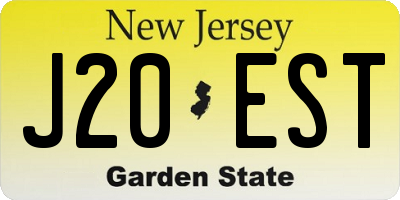 NJ license plate J20EST
