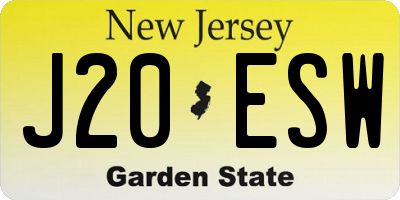 NJ license plate J20ESW