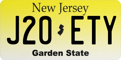 NJ license plate J20ETY