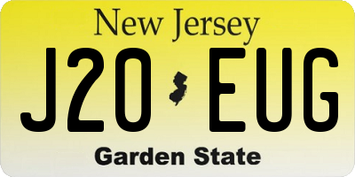 NJ license plate J20EUG