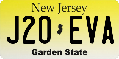 NJ license plate J20EVA