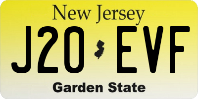 NJ license plate J20EVF