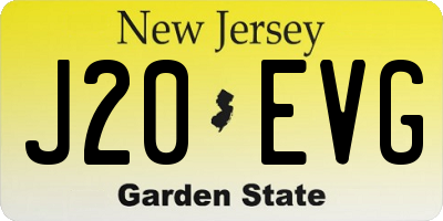 NJ license plate J20EVG