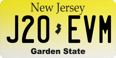 NJ license plate J20EVM