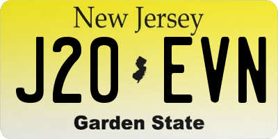 NJ license plate J20EVN