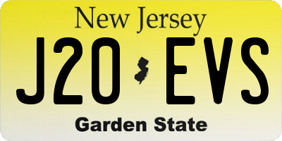 NJ license plate J20EVS