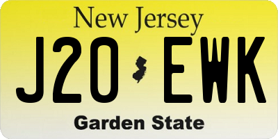 NJ license plate J20EWK