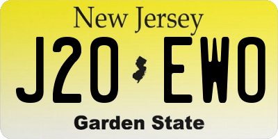 NJ license plate J20EWO