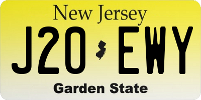 NJ license plate J20EWY