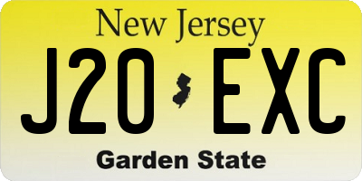 NJ license plate J20EXC