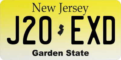 NJ license plate J20EXD