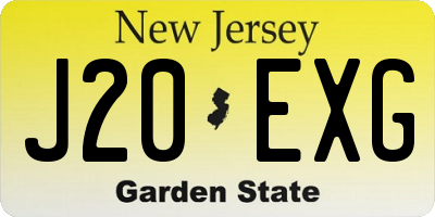 NJ license plate J20EXG