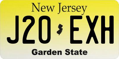 NJ license plate J20EXH