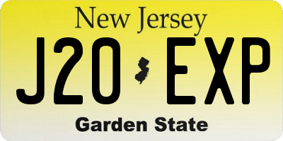 NJ license plate J20EXP