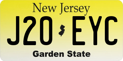 NJ license plate J20EYC