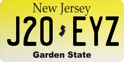 NJ license plate J20EYZ