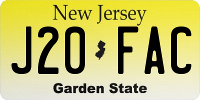 NJ license plate J20FAC