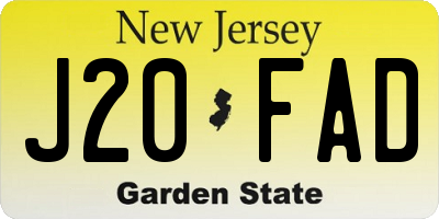 NJ license plate J20FAD