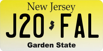 NJ license plate J20FAL