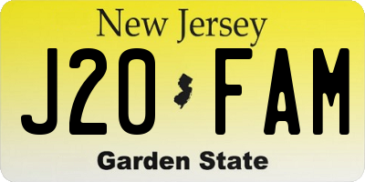 NJ license plate J20FAM
