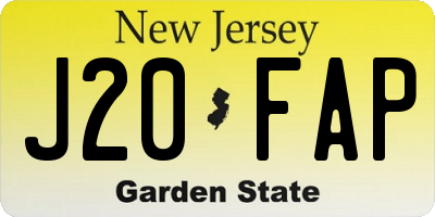 NJ license plate J20FAP
