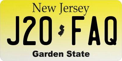 NJ license plate J20FAQ