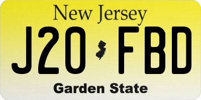 NJ license plate J20FBD