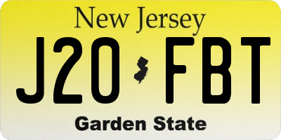 NJ license plate J20FBT