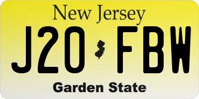 NJ license plate J20FBW