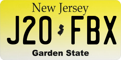 NJ license plate J20FBX