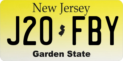 NJ license plate J20FBY