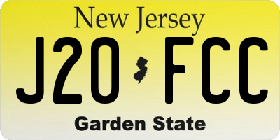 NJ license plate J20FCC