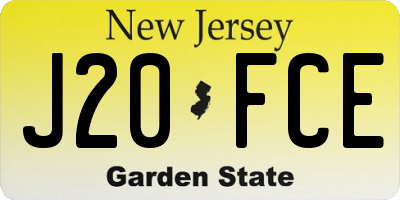 NJ license plate J20FCE