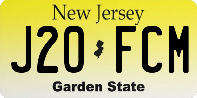 NJ license plate J20FCM