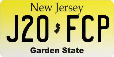 NJ license plate J20FCP