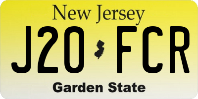 NJ license plate J20FCR