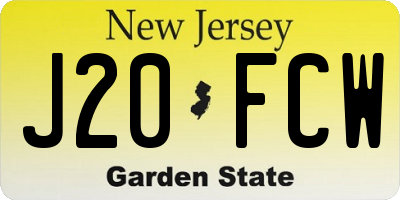 NJ license plate J20FCW