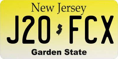 NJ license plate J20FCX