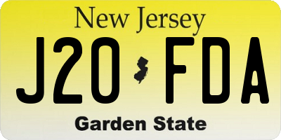 NJ license plate J20FDA